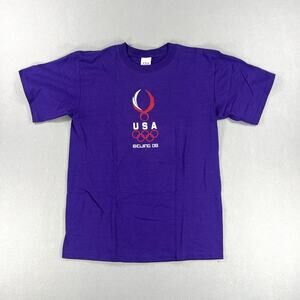 Vintage Y2K USA Olympics Beijing 2008 Purple/Red Dragon Graphic Mens Size Medium